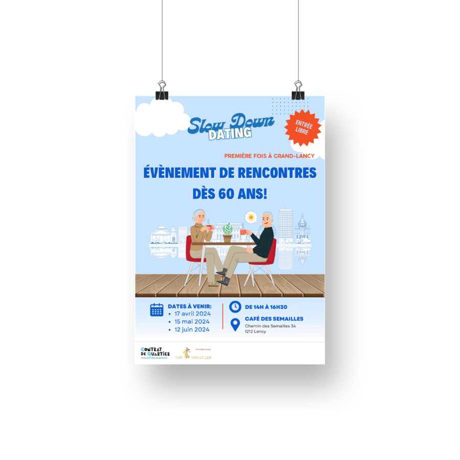 Création d’une affiche événementielle Slow Down Dating à Genève